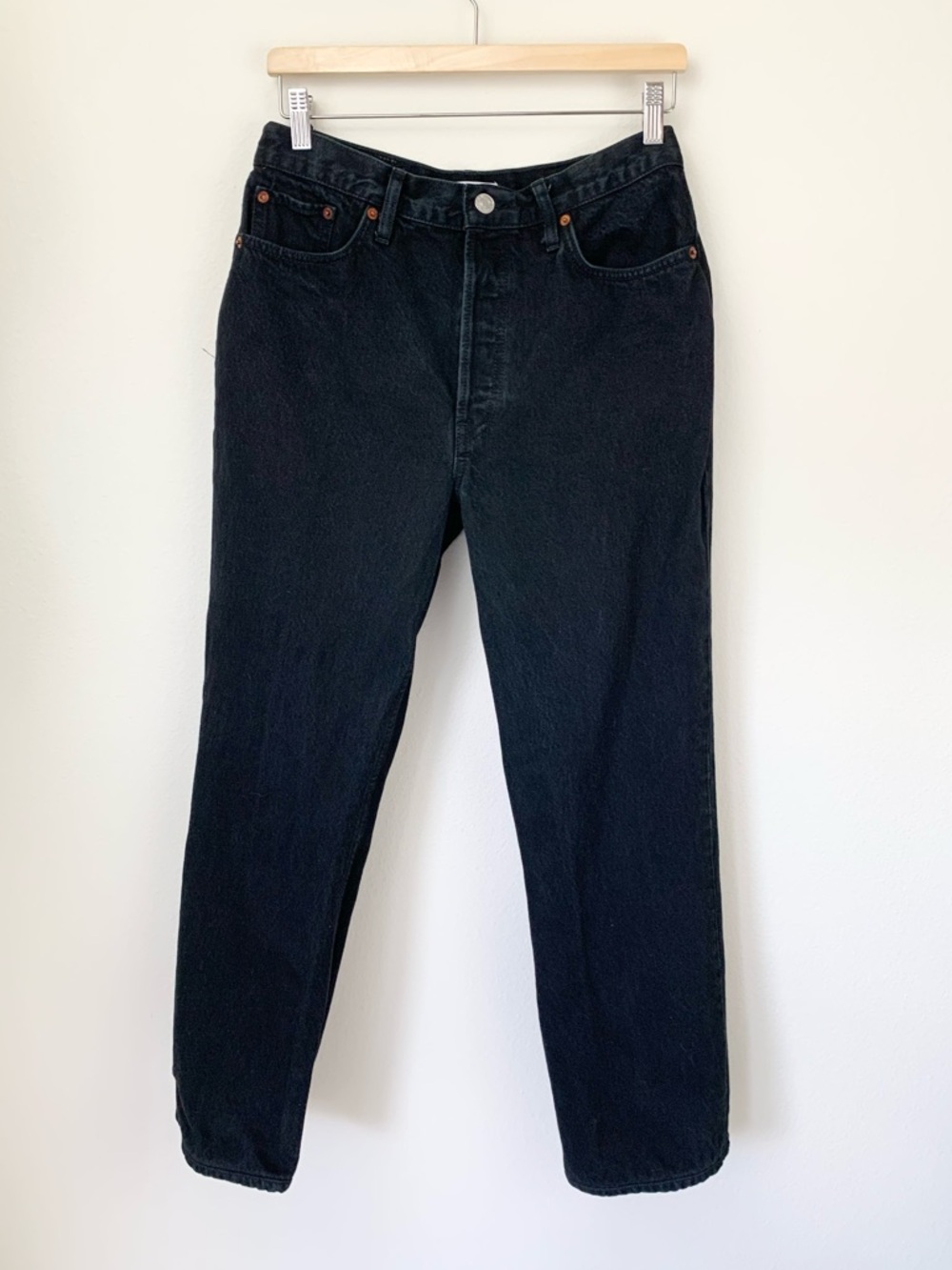 RE/DONE Black Straight-Leg Jeans
